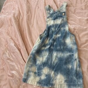 GAP Blue and Cream Tie-Dye Denim Overall Dress